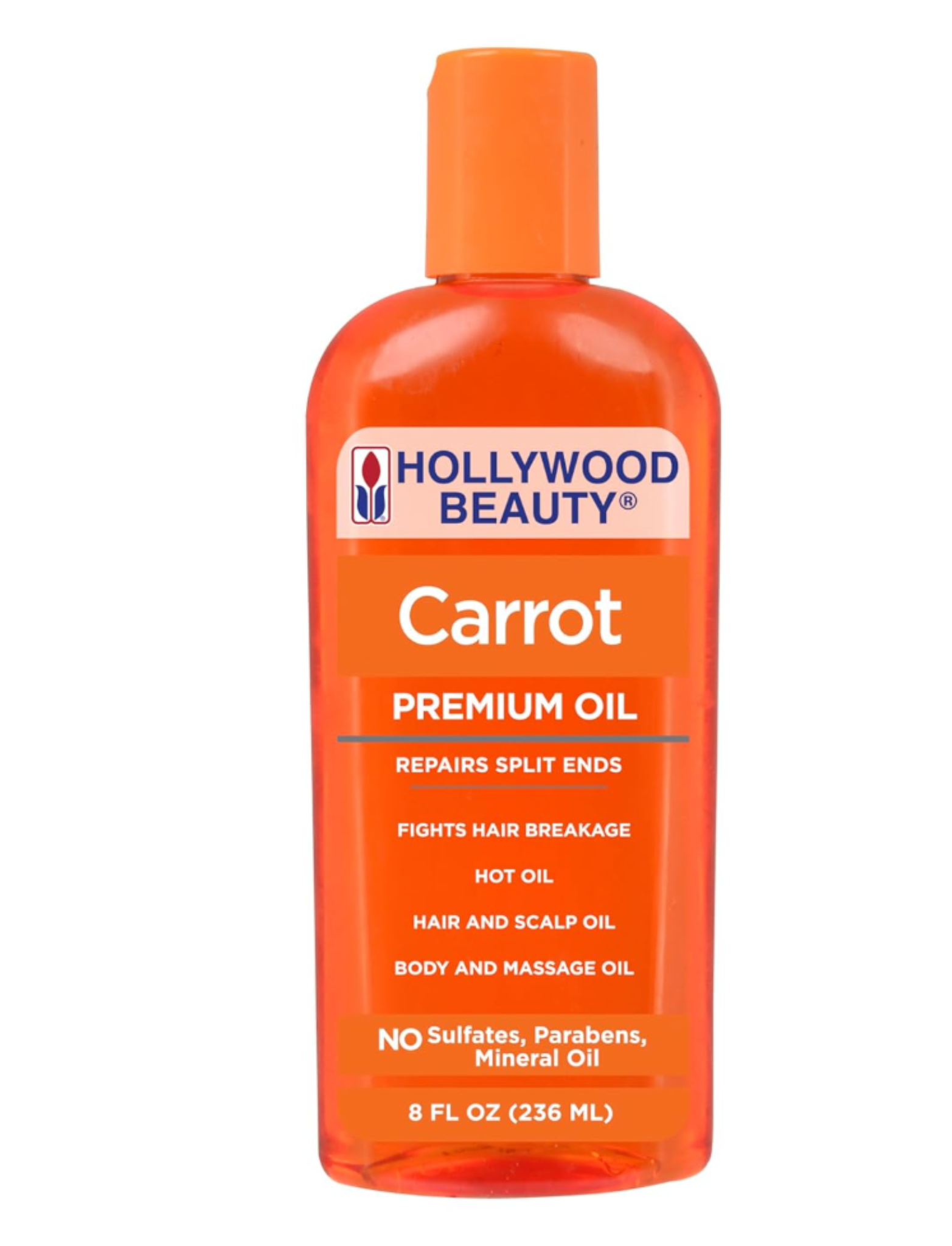 Hollywood Beauty Carrot Hair Oil, 8oz Bottle, Hair, Scalp, Skin, Nail, & Massage Oil
