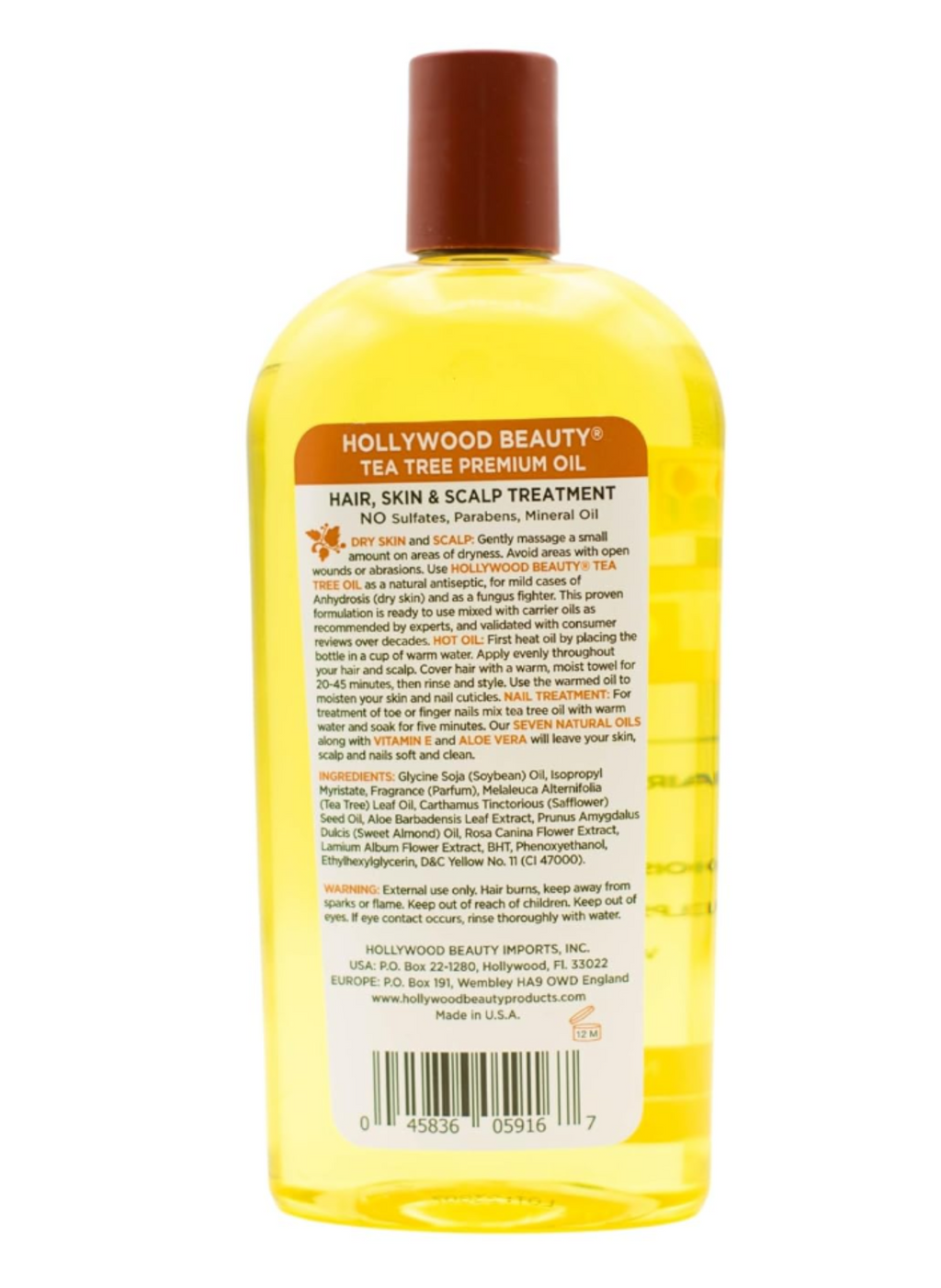 Hollywood Beauty Tea Tree Oil for Hair, Scalp, and Skin, 16 fl oz