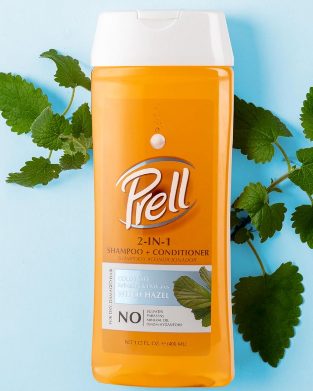 Prell Witch Hazel Color Safe Refreshes & Hydrates 2-in-1 Shampoo + Conditioner for Dry, Damaged Hair, 13.5oz