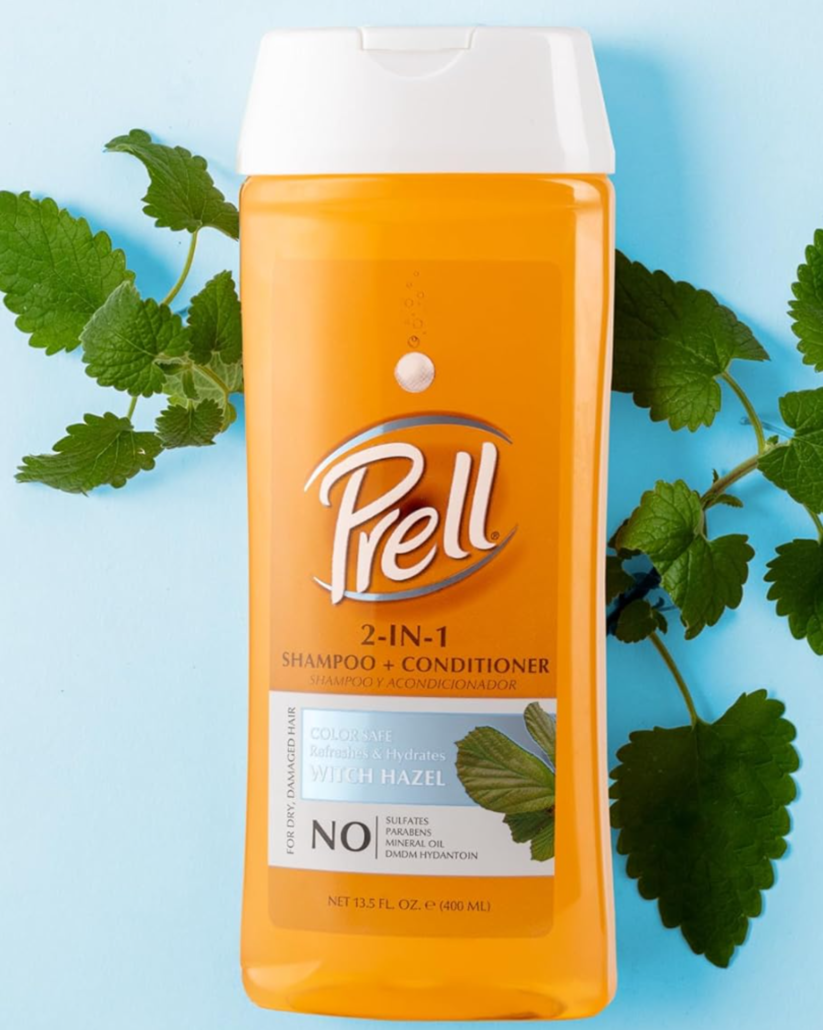 Prell Witch Hazel Color Safe Refreshes & Hydrates 2-in-1 Shampoo + Conditioner for Dry, Damaged Hair, 13.5oz