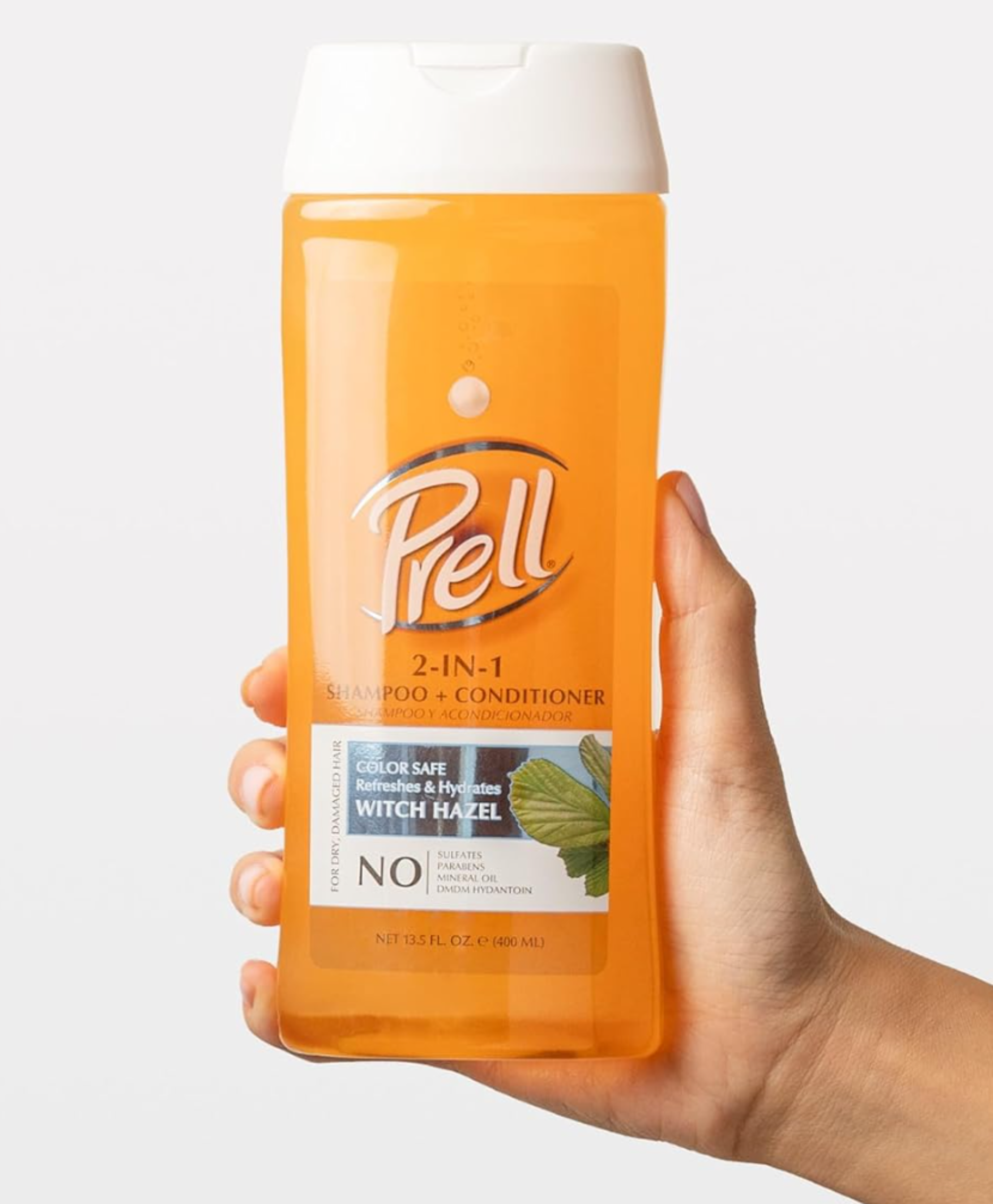 Prell Witch Hazel Color Safe Refreshes & Hydrates 2-in-1 Shampoo + Conditioner for Dry, Damaged Hair, 13.5oz