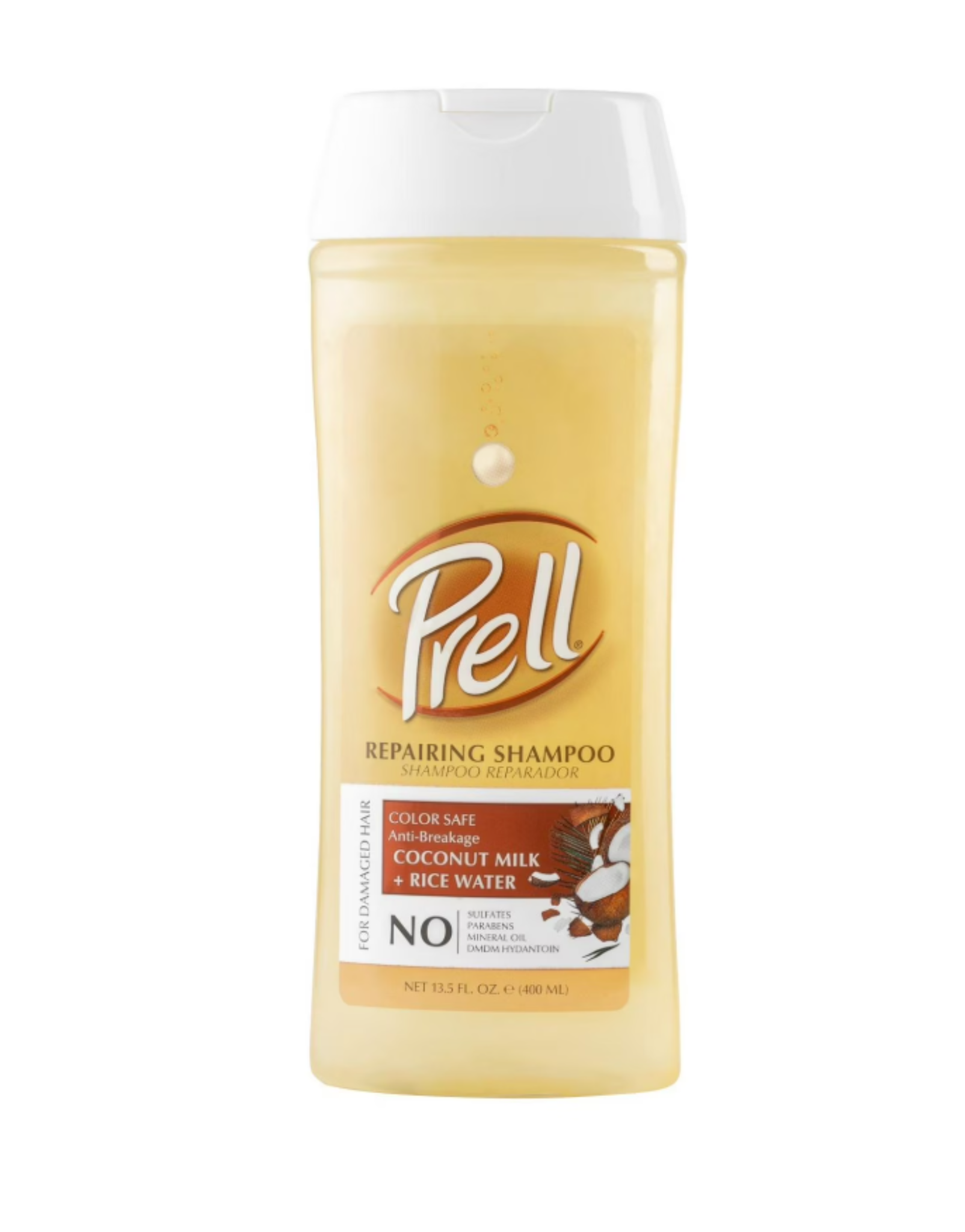 Prell Coconut Milk + Rice Water Color Safe Anti-Breakage Repairing Shampoo for Damaged Hair, 13.5oz