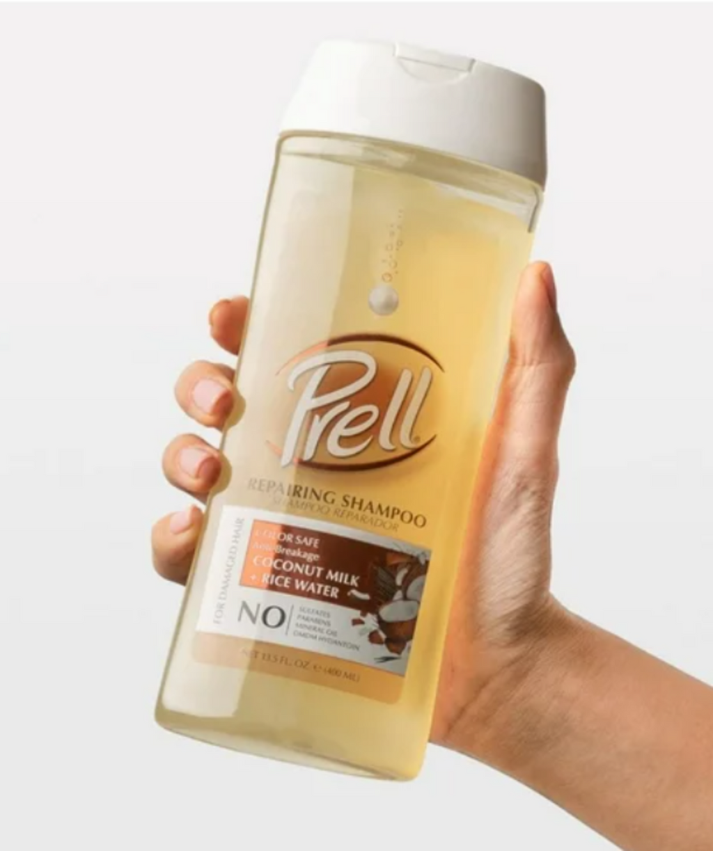 Prell Coconut Milk + Rice Water Color Safe Anti-Breakage Repairing Shampoo for Damaged Hair, 13.5oz