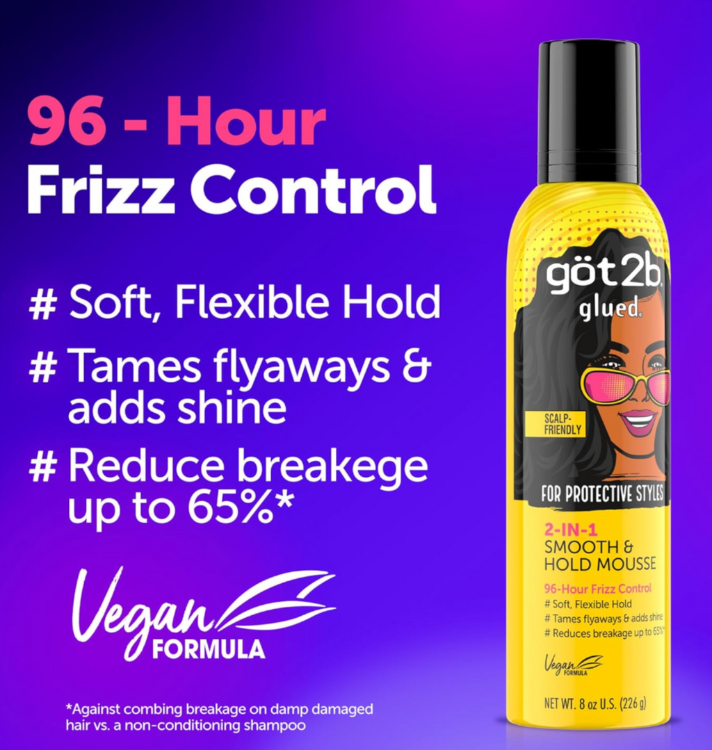 Got2B Glued 2-in-1 Smooth & Hold Hair Mousse, 8 Fl Oz,