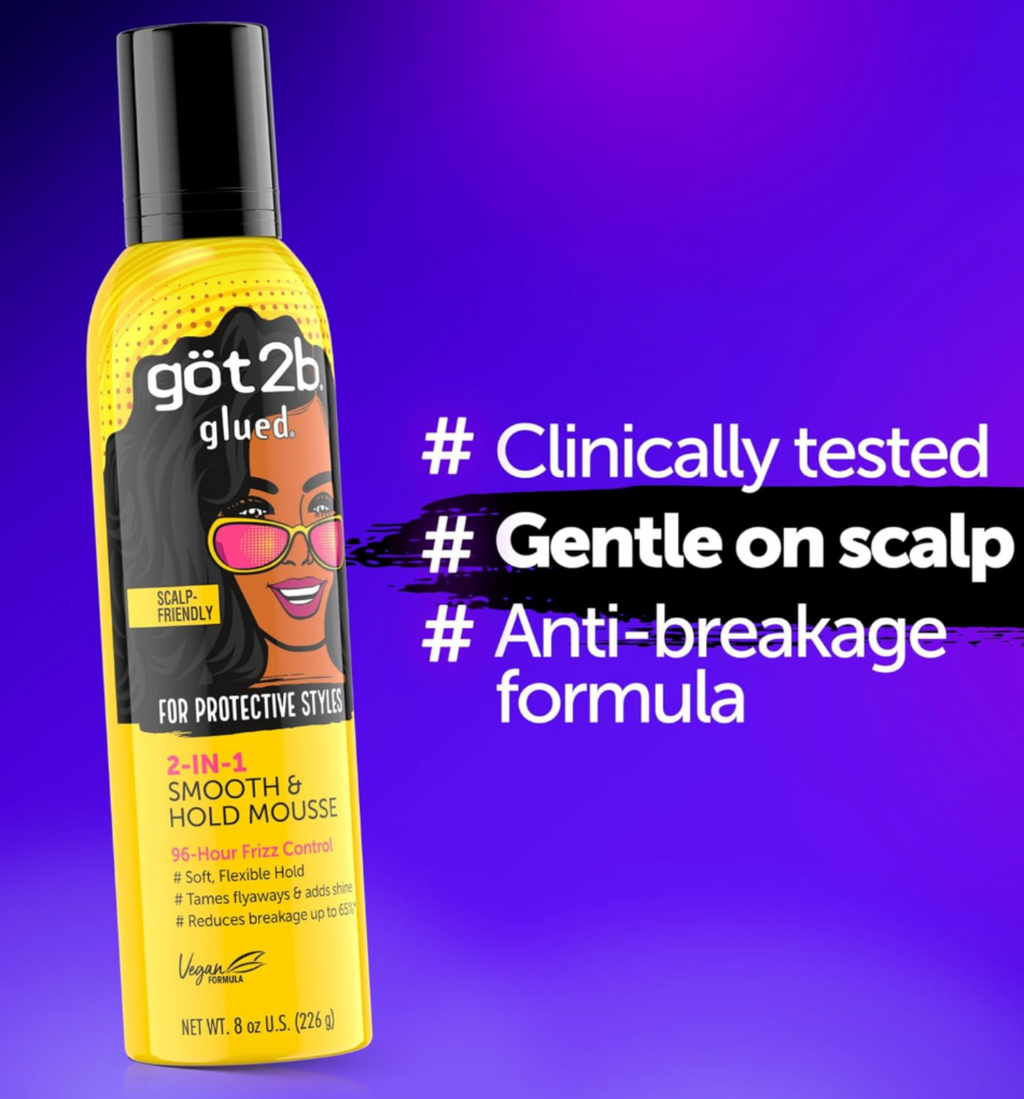 Got2B Glued 2-in-1 Smooth & Hold Hair Mousse, 8 Fl Oz,