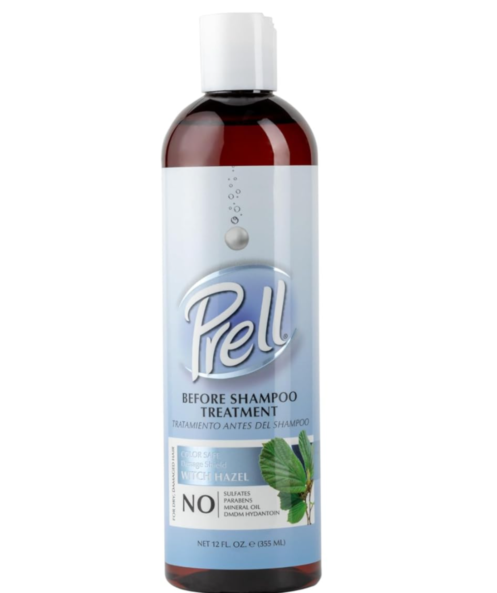 Prell Before Shampoo Treatment for Dry, Damaged Hair, Color Safe, Damage Shield with Witch Hazel 12oz