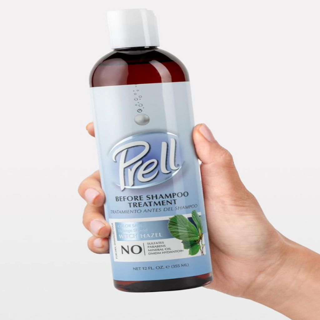 Prell Before Shampoo Treatment for Dry, Damaged Hair, Color Safe, Damage Shield with Witch Hazel 12oz