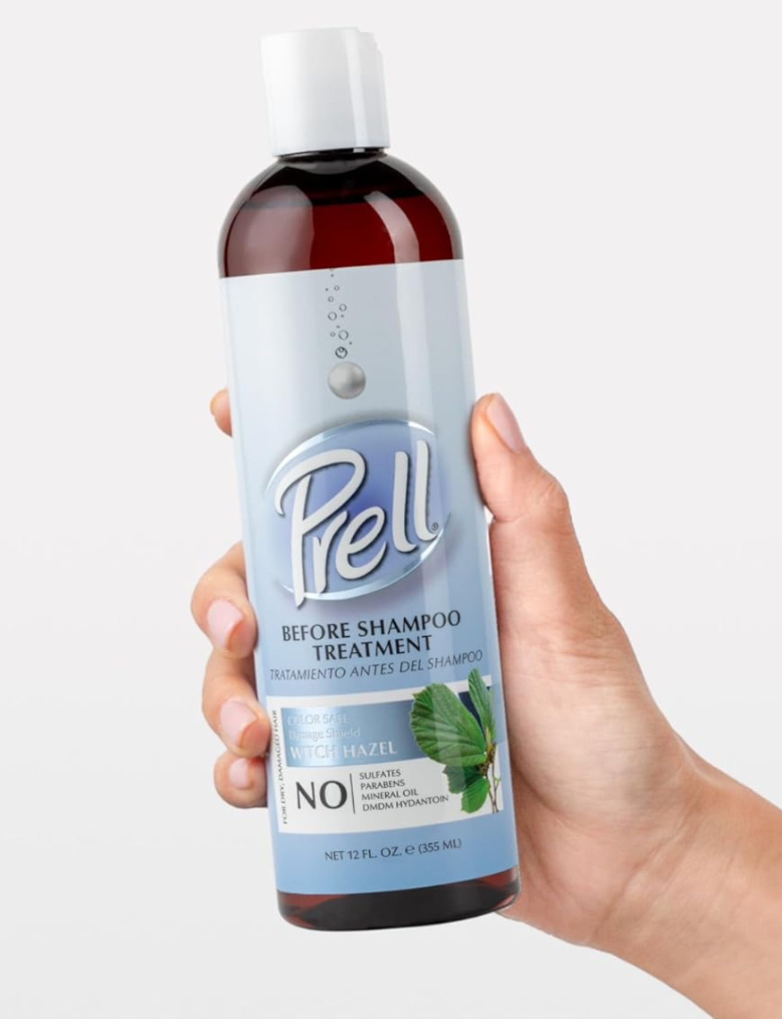 Prell Before Shampoo Treatment for Dry, Damaged Hair, Color Safe, Damage Shield with Witch Hazel 12oz
