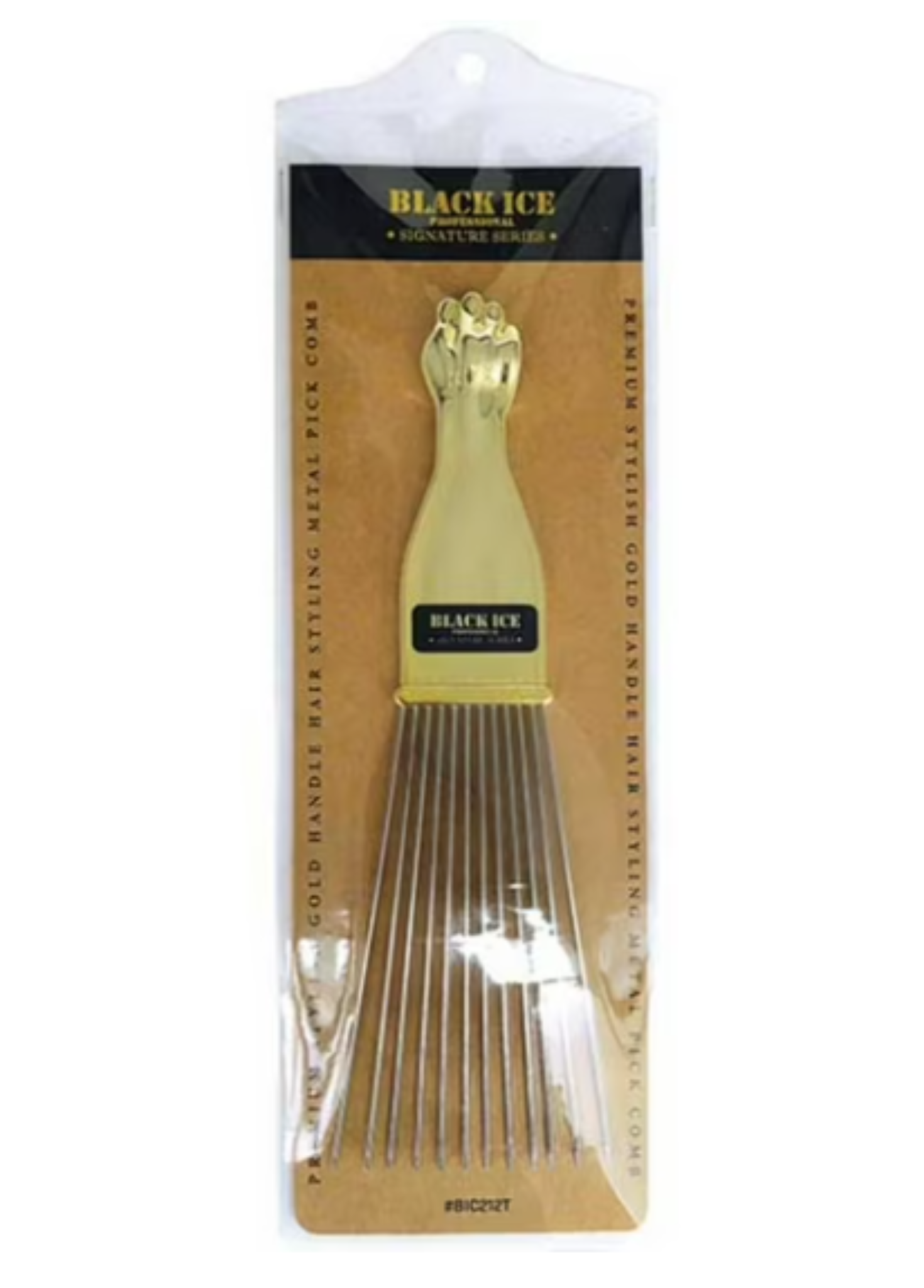 Professional Signature Series Premium Stylish Gold Handle Hair Styling Metal Pick Comb