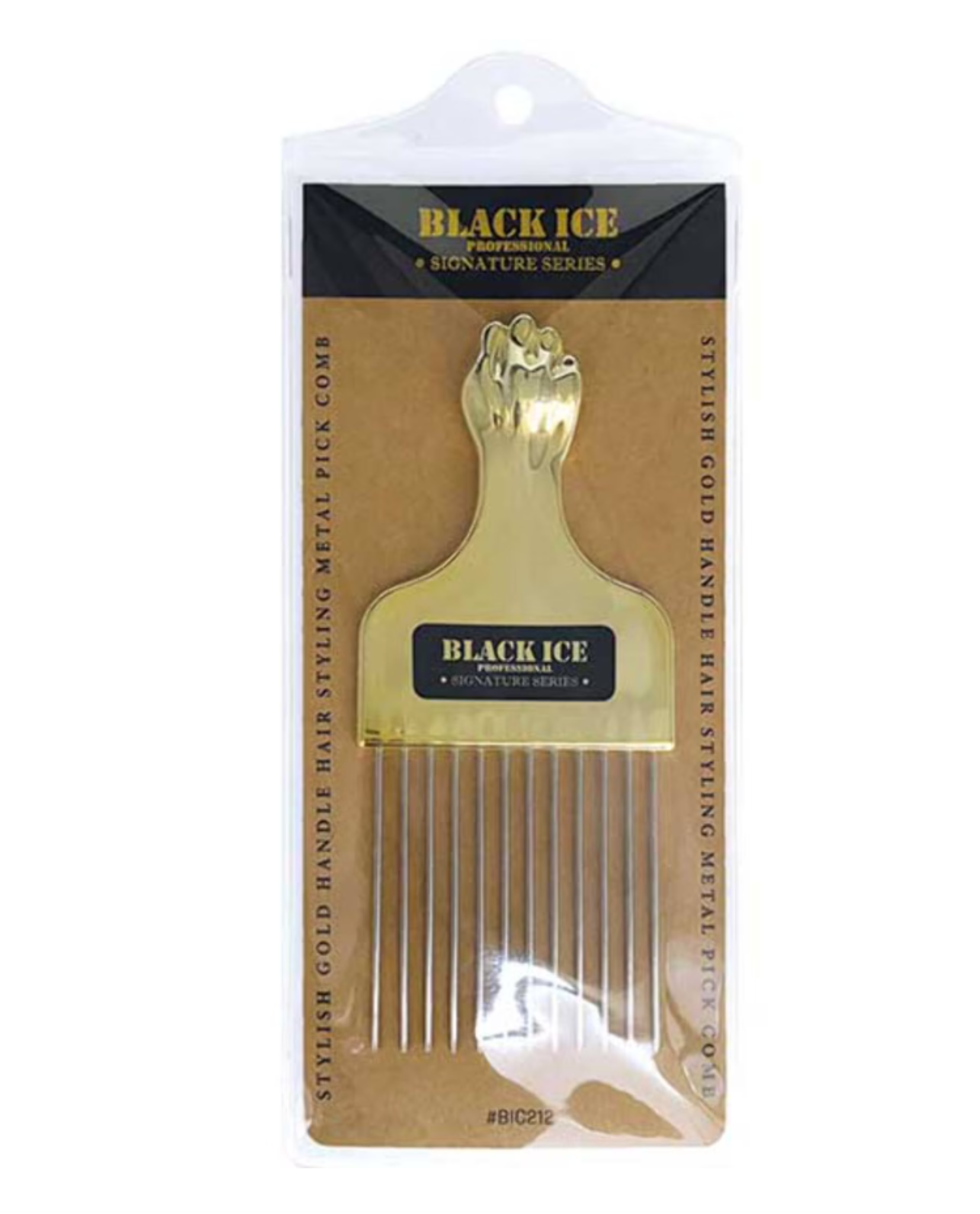 Professional Signature Series Stylish Gold Handle Hair Styling Metal Pick Comb