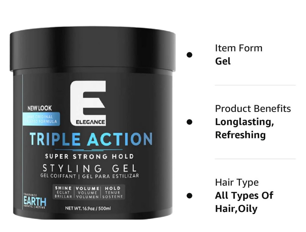 E Elegance Earth Fragrance Triple Action Hair Gel for Men And Women 16.9oz