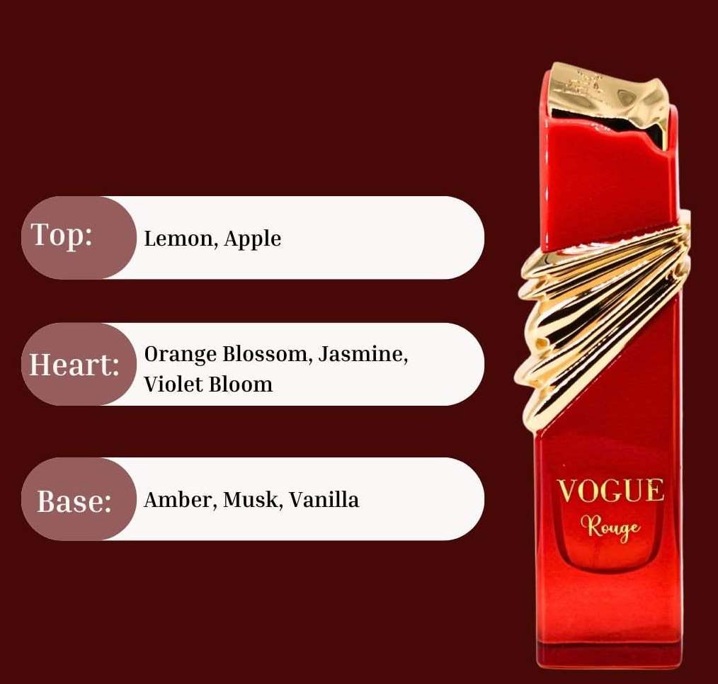 Vogue Rouge Eau de Parfum Spray 100ml (3.4 oz) by Maison Alhambra