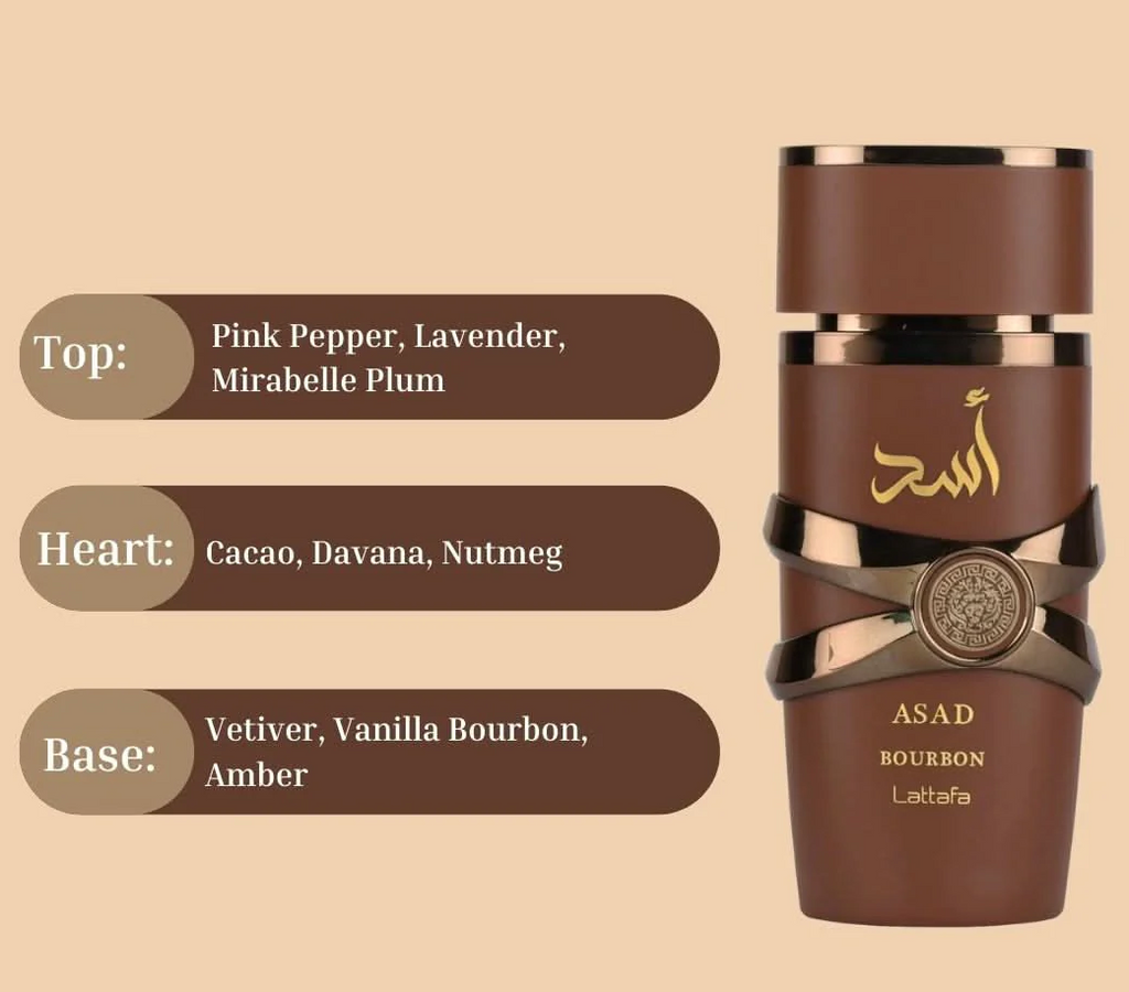 Asad Bourbon Eau de Parfum Spray 100ml (3.4 oz) by Lattafa