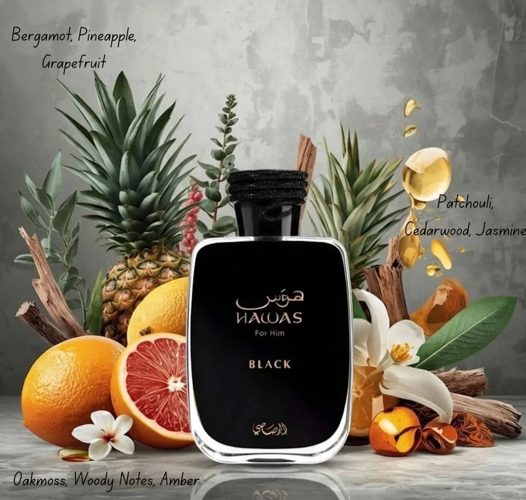 Hawas Black Eau de Parfum Spray 100ml (3.4 oz) by Rasasi