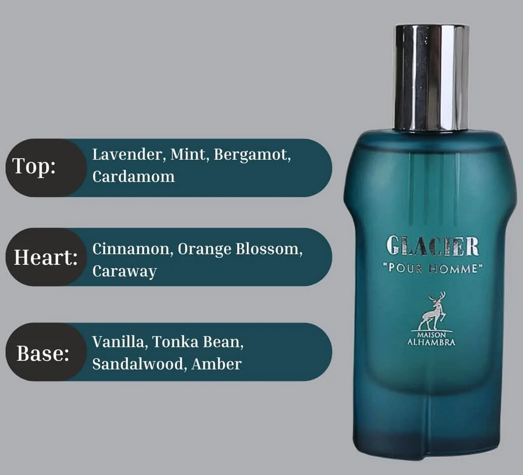 Glacier Pour Homme Eau de Parfum Spray 100ml (3.4 oz) by Maison Alhambra