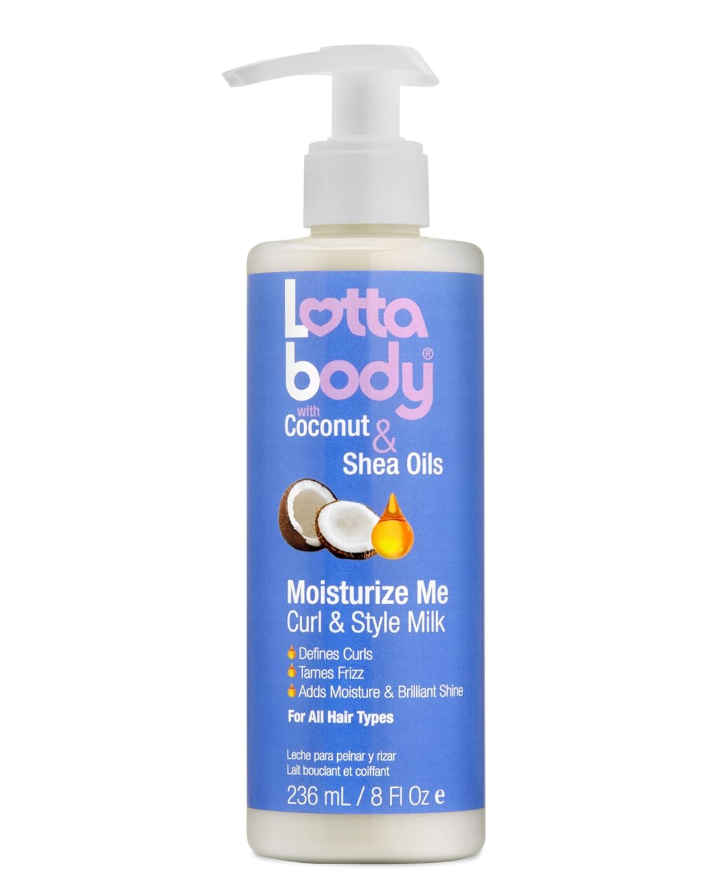 Lottabody Moisturize Me Curl and Style Milk with Coconut & Shea Oils, Lightweight Moisture-Rich Curl-Defining & Frizz-Control Styling Milk for Natural Curly, Coily & Relaxed Hair, 8 oz