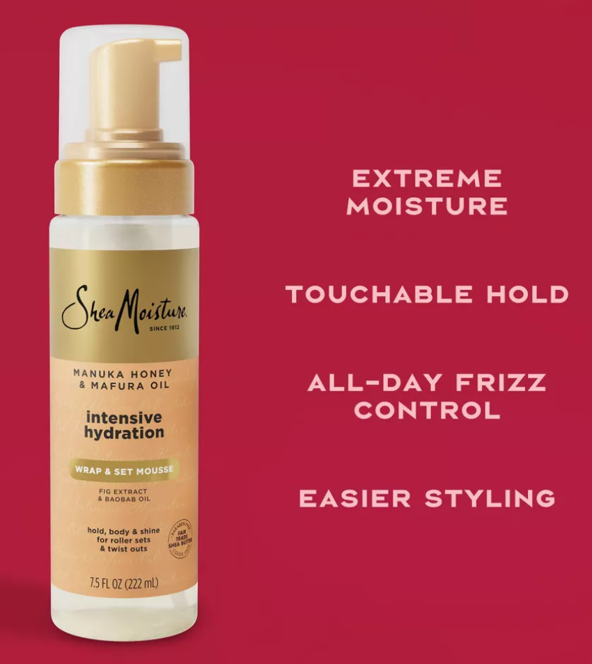 SheaMoisture Manuka Honey & Mafura Oil Hydrating Wrap & Set Hair Mousse - 7.5 fl oz: Paraben-Free, Sulfate-Free, Curl Enhancing
