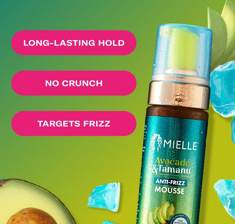 Mielle Avocado & Tamanu Anti-Frizz Mousse, 7.5 OZ