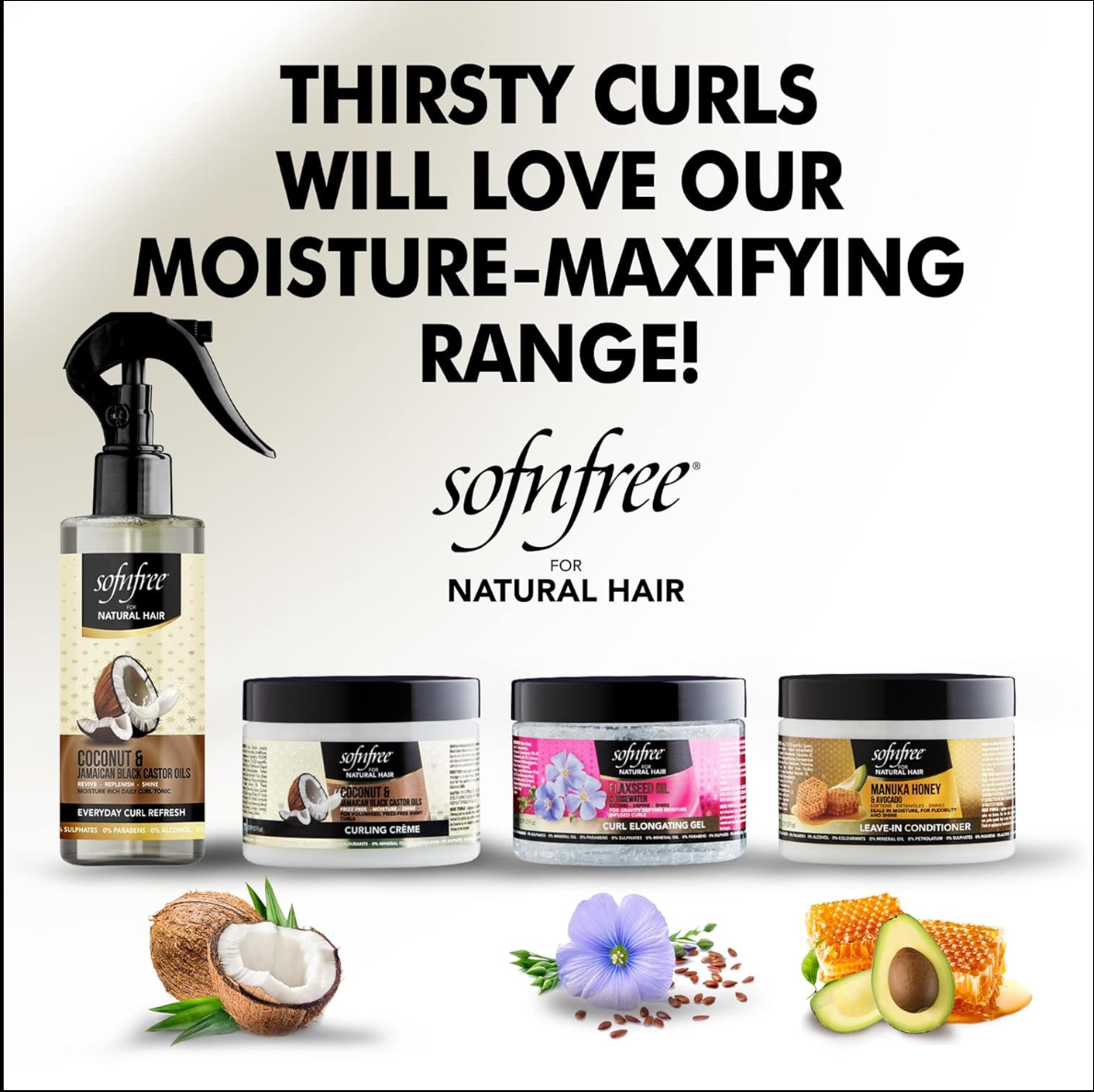 Sofnfree Curl Elongating Gel with Flaxseed Oil & Rosewater (11 oz)