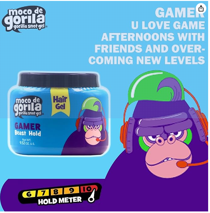 Moco de Gorila Gamer Hair Styling Gel, Gives Your Hairstyle a Long-Lasting Effect, Reactivate with Water, High