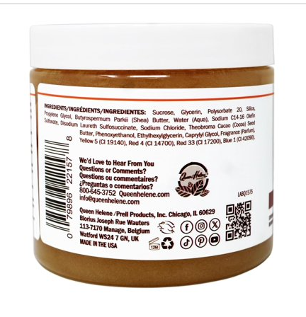Queen Helene Cocoa Butter Body Sugar Scrub, Exfoliating & Hydrating, 20 oz