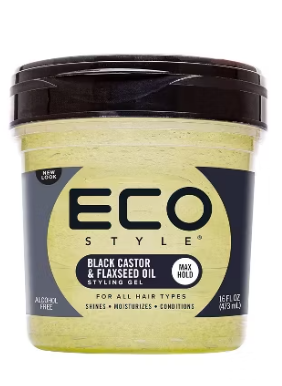 ECO STYLE Professional Black Castor & Flaxseed Oil Styling Gel - 16 fl oz
