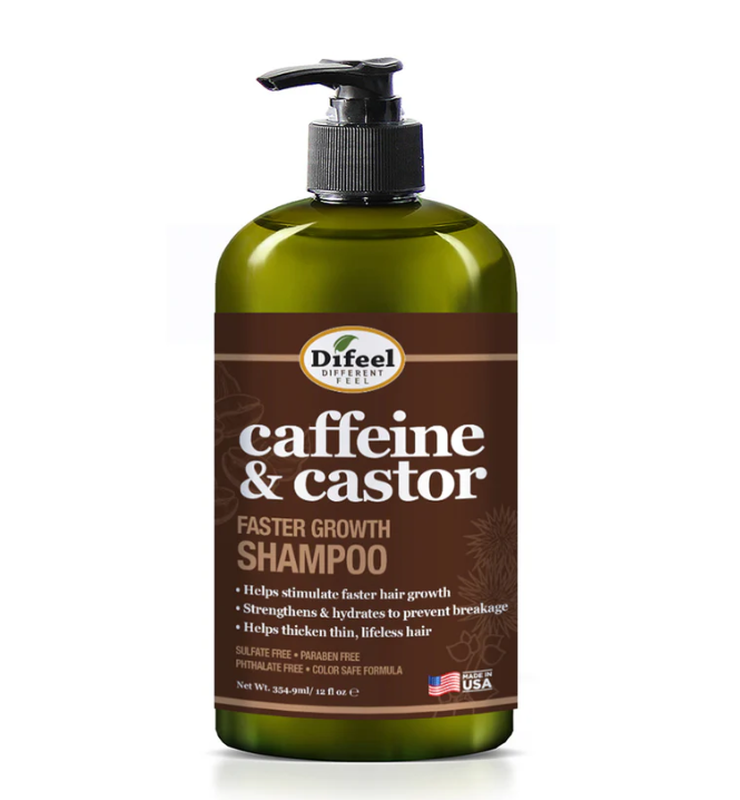 Difeel Caffeine & Castor Shampoo for Faster Hair Growth 12 oz.