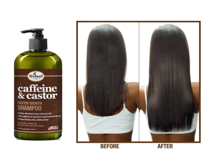 Difeel Caffeine & Castor Shampoo for Faster Hair Growth 12 oz.