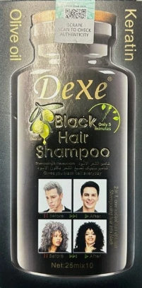 DEXE BLACK HAIR SHAMPOO OLIVE OIL KERATIN (25ml x 10) 8.45 oz
