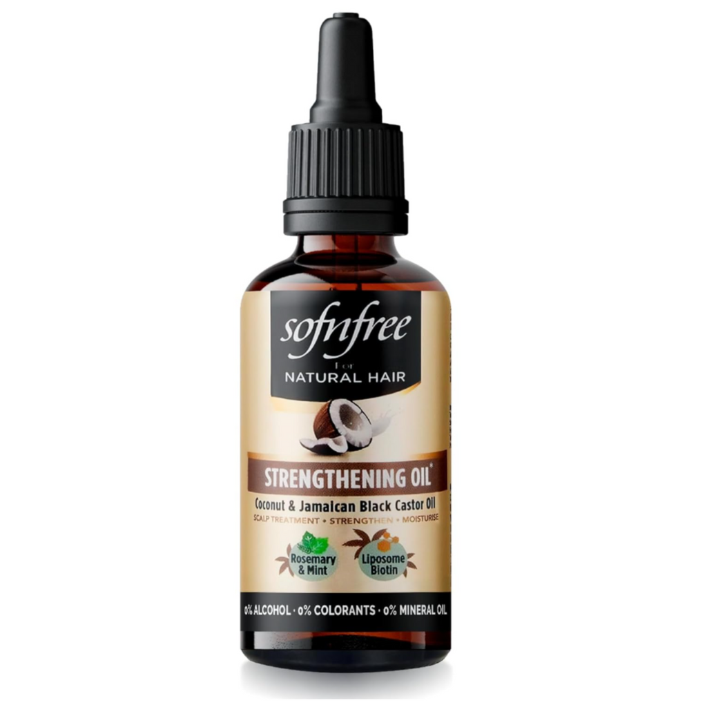Sofn’free Hair Strengthening Oil with Coconut & Jamaican Black Castor for Damaged and Thinning Strands, Rosemary and Mint with Lipsome Biotin, Reduce Split Ends 1.69 fl oz