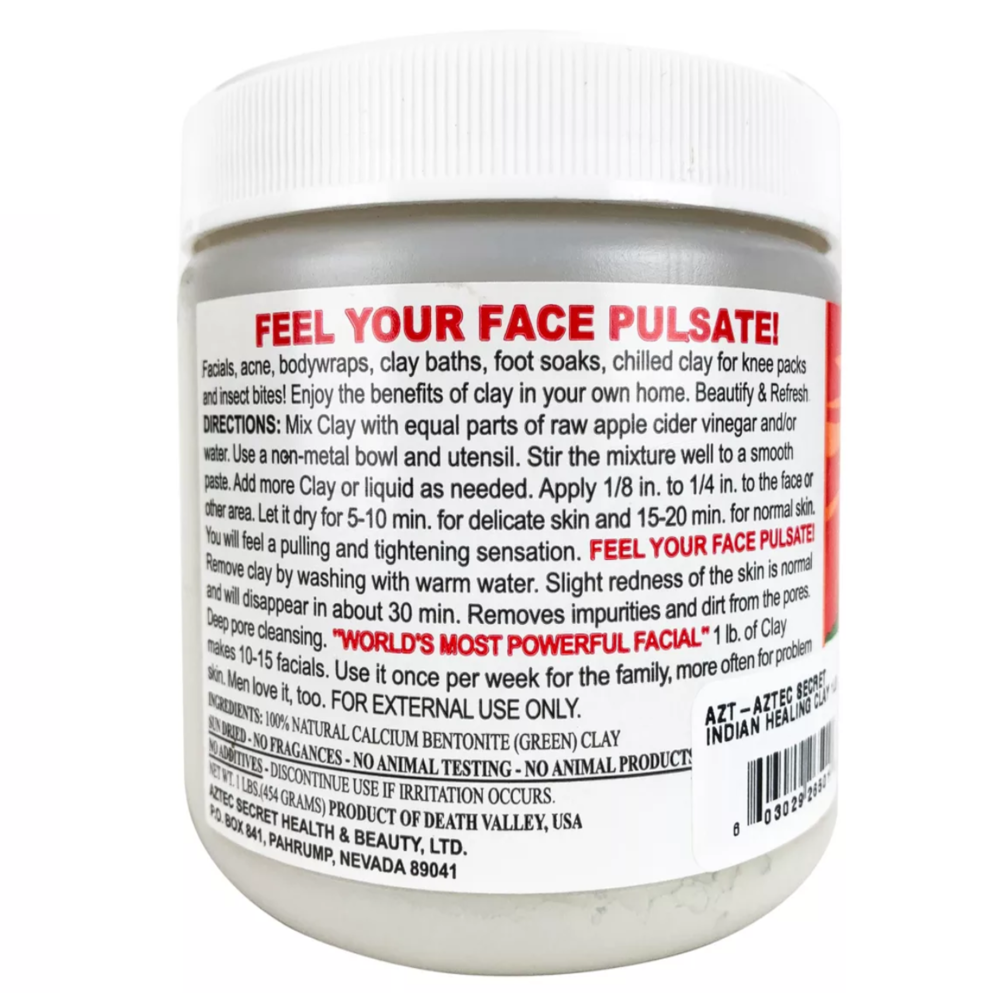 Aztec Secret Indian Healing Clay Deep Pore Cleansing Face & Body Mask, Natural Calcium Bentonite Clay - 15.5oz