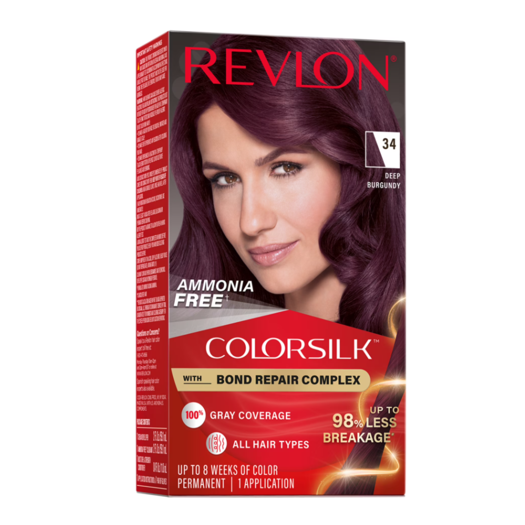 Revlon ColorSilk Permanent Hair Color, Bond Repair Complex, 34 Deep Burgundy