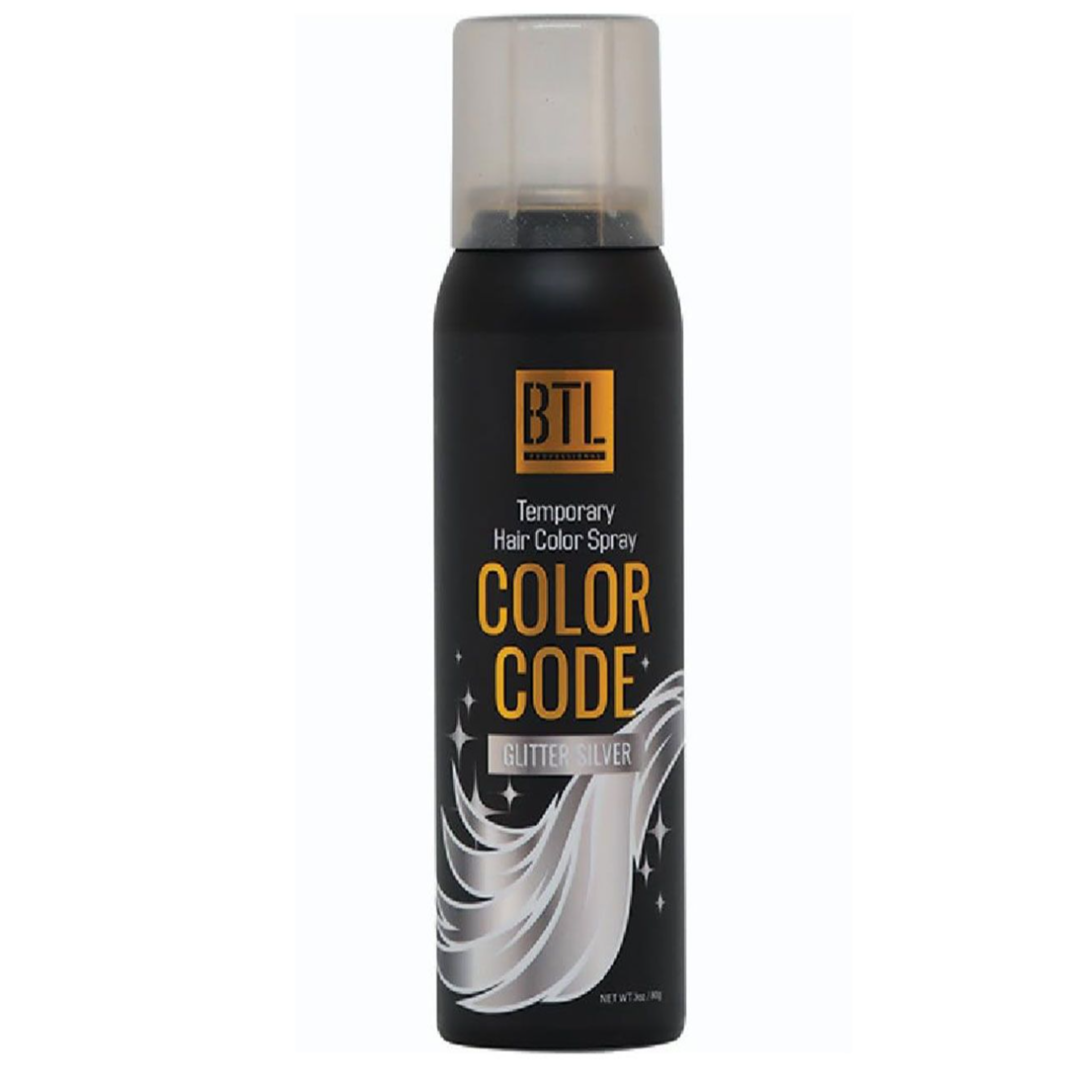BTL Glitter Silver Color Code Temporary Hair Color Spray 3 oz