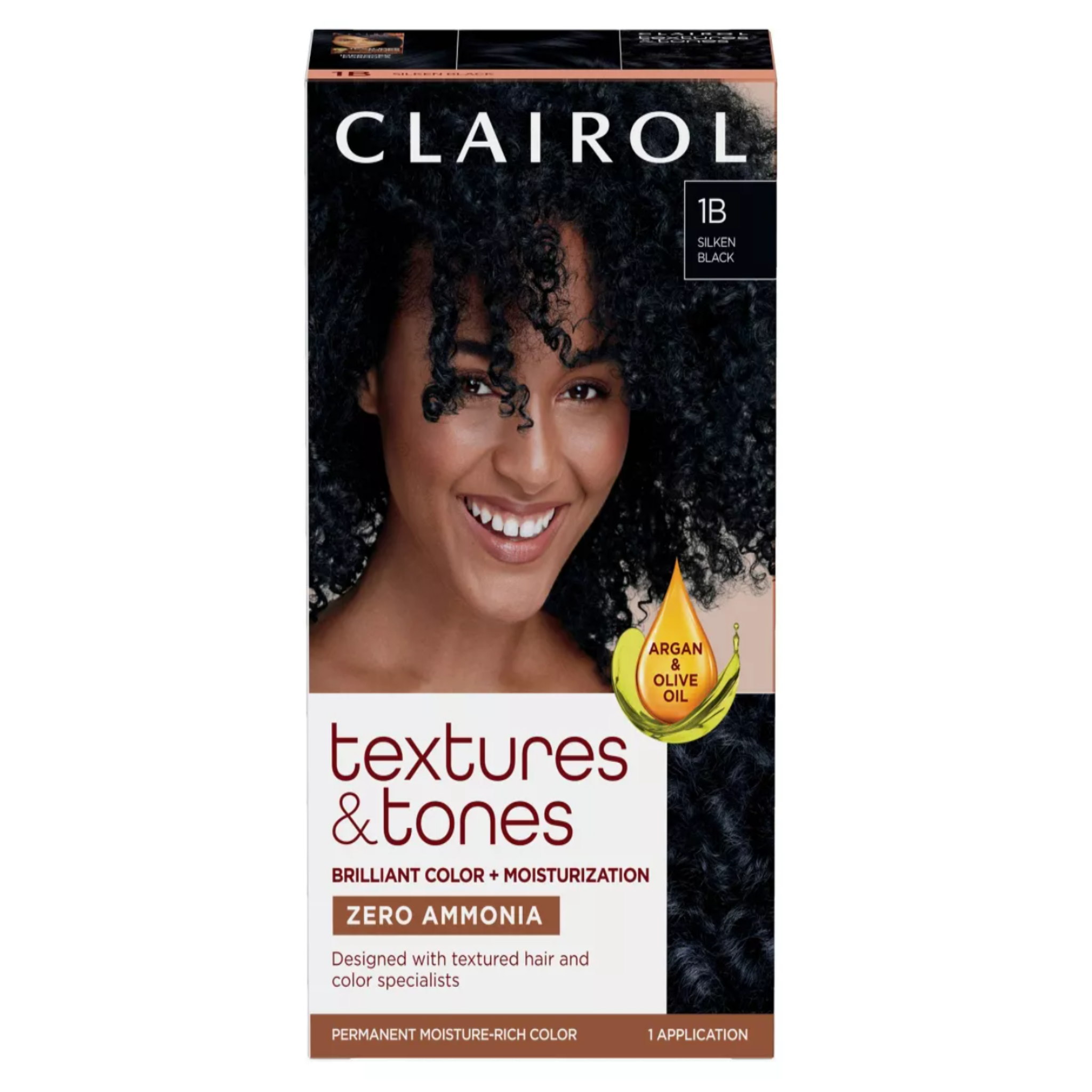 Clairol Textures and Tones Ammonia Free Permanent Hair Color Kit - 1B Black