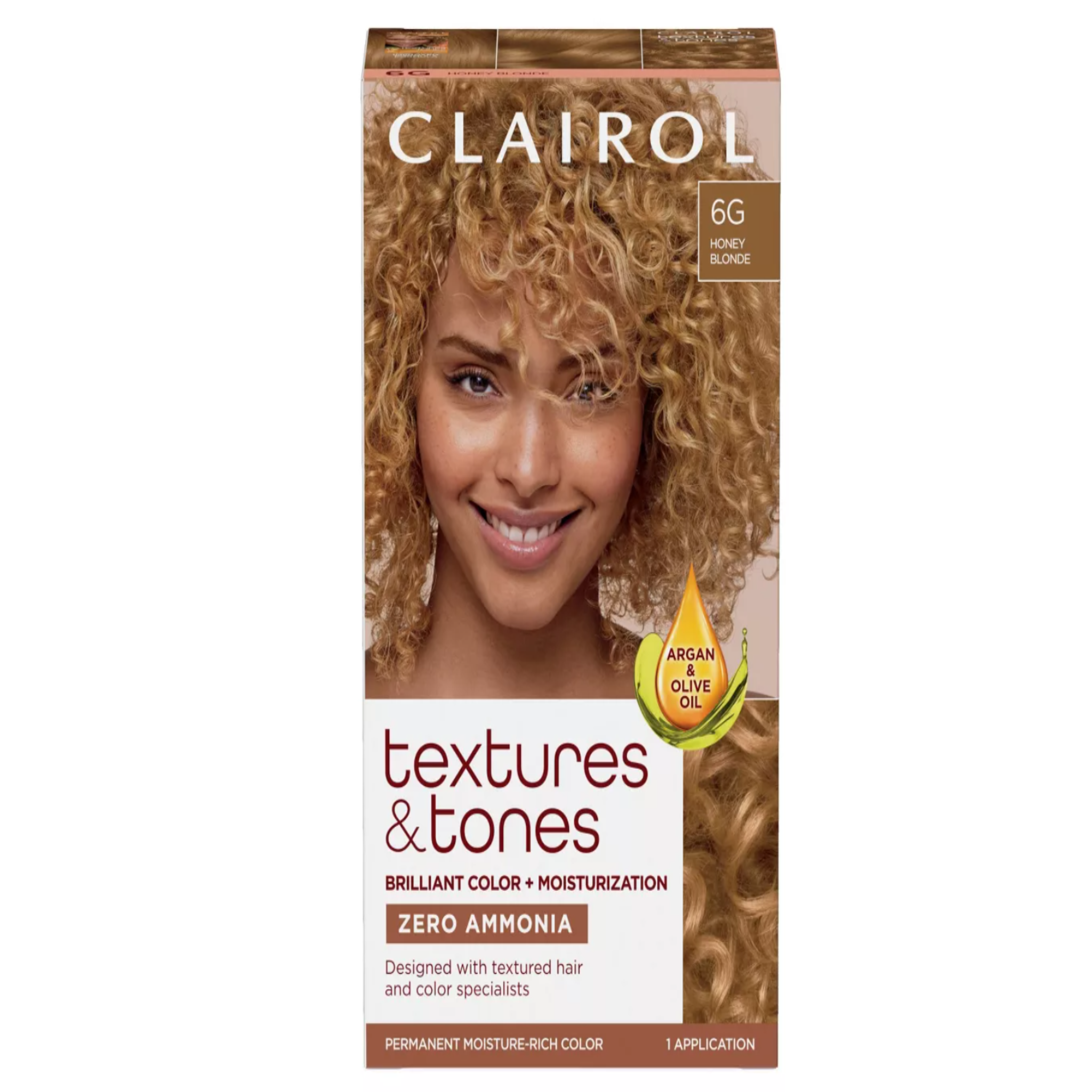 Clairol Textures and Tones Permanent Hair Color Cream - 6G Blonde: Curl Definition, Moisturizing, Shine Enhancing