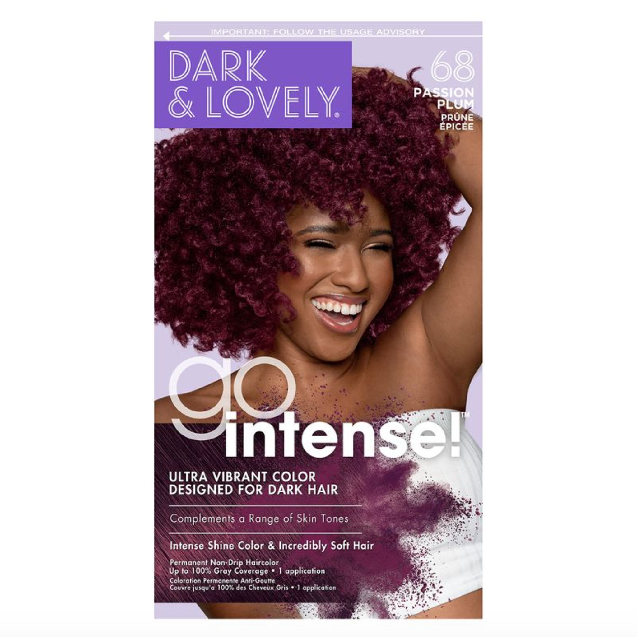 SoftSheen-Carson Dark and Lovely Ultra Vibrant Permanent Hair Color Go Intense Hair Dye for Dark Hair with Olive Oil for Shine and Softness, Passion Plum