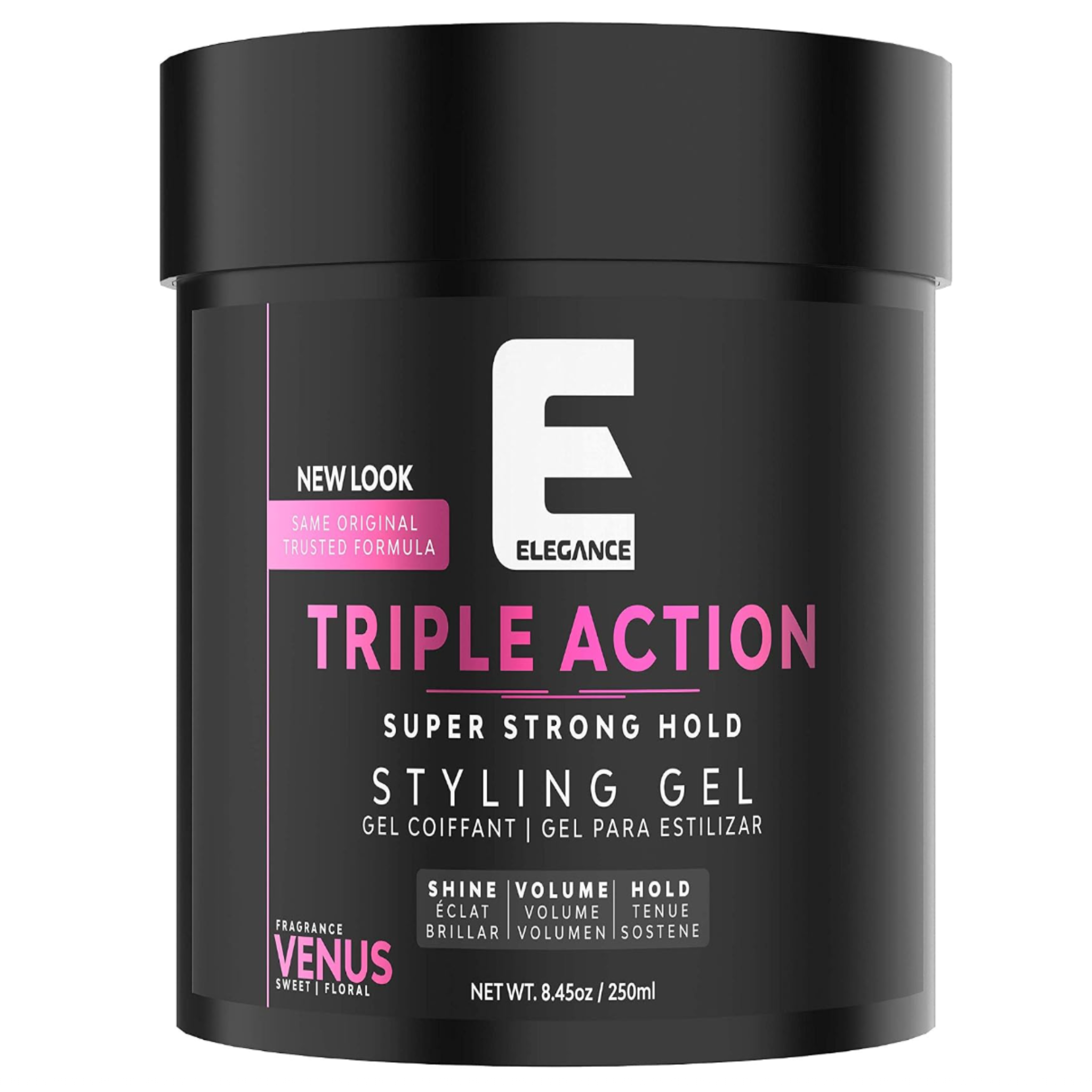 Sadapack Elegance Triple Action Styling Gel, Super Strong Hold, Volume, Shiny Finish, Refreshing Fragrance - Flake-Free - Venus - 250 ml