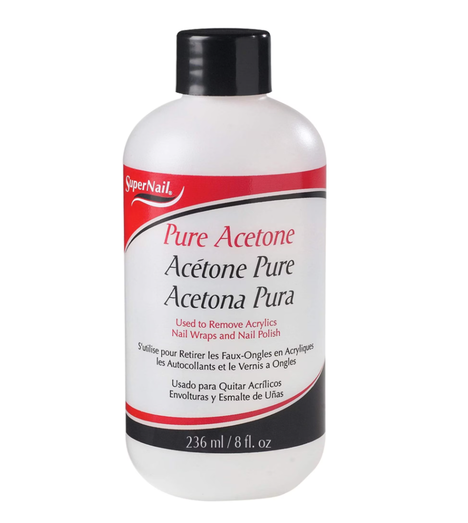 SuperNail Pure Acetone Nail Polish Remover Professional Strength Liquid, Unscented, 8 fl oz