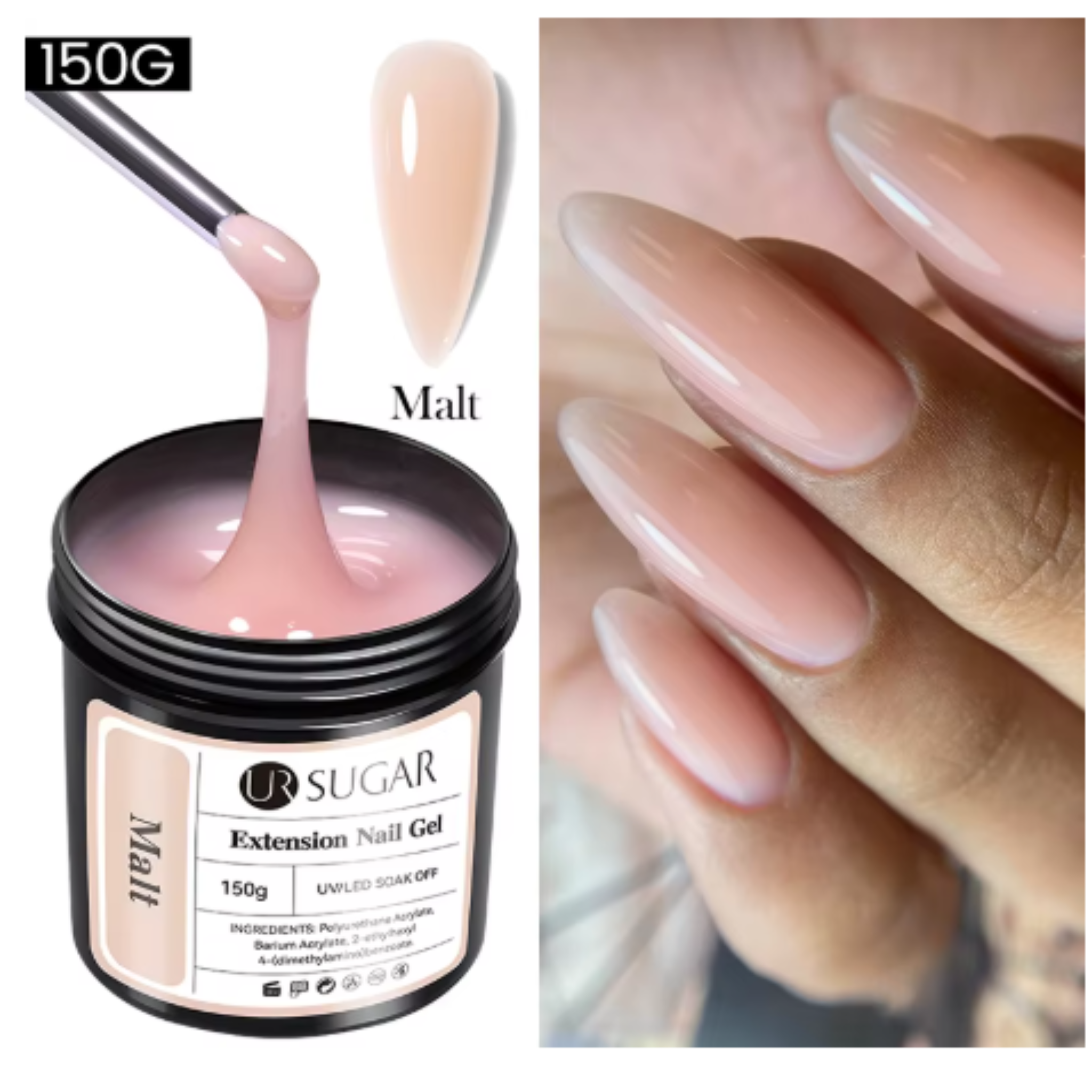 UR SUGAR 150g Large Volume Building Nail Extension Gel Self Leveling Hard Gel Refill Package Nail Art Soak Off UV LED