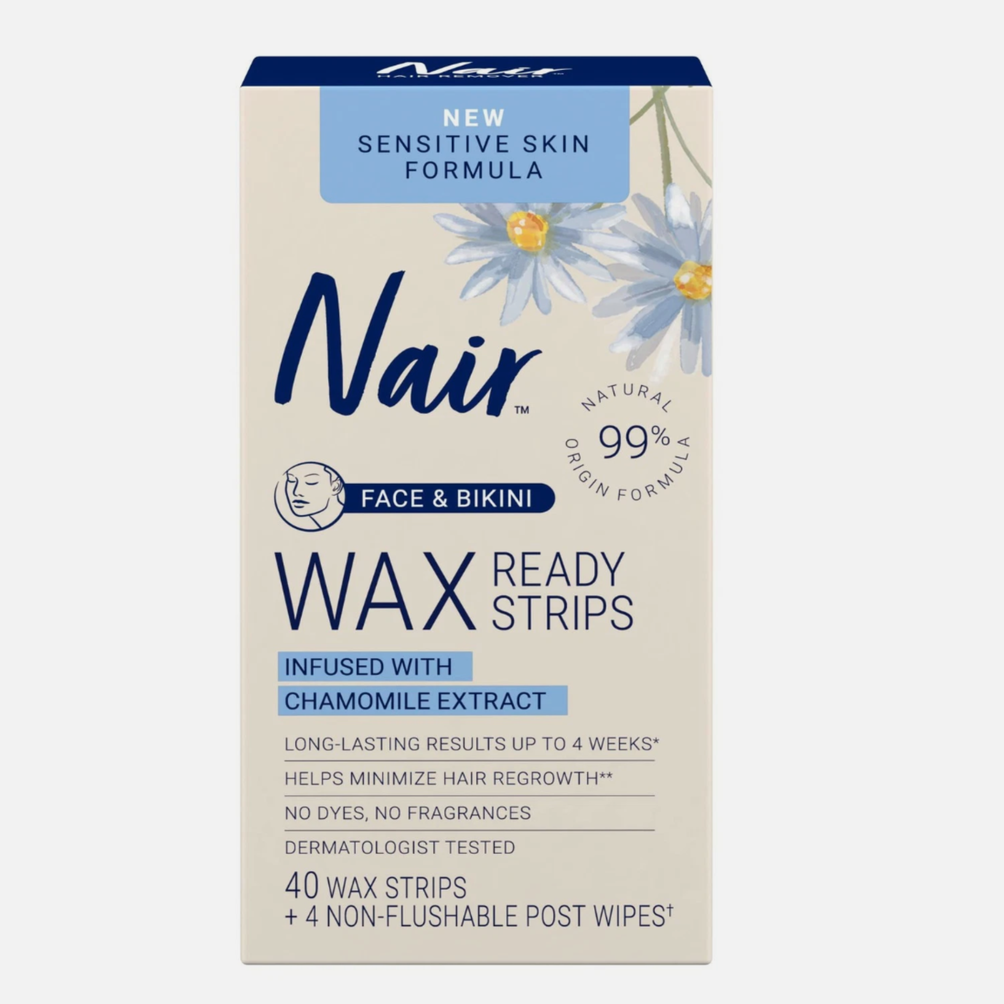 Nair Hair Removal Wax Strips For Face And Bikini 40 Count Sensitive Skin