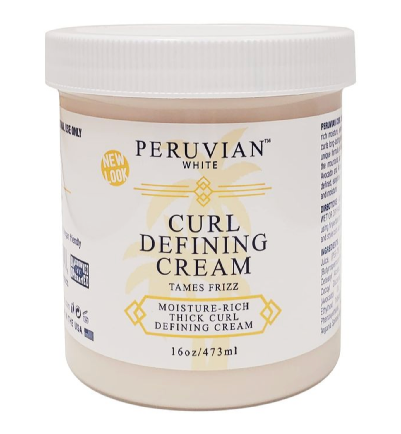 Peruvian white Curl Defining Cream Tames Frizz, Moisture-Rich, 16 oz. Peruvian white Curl Defining Cream Tames Frizz, Moisture-Rich, 16 oz.